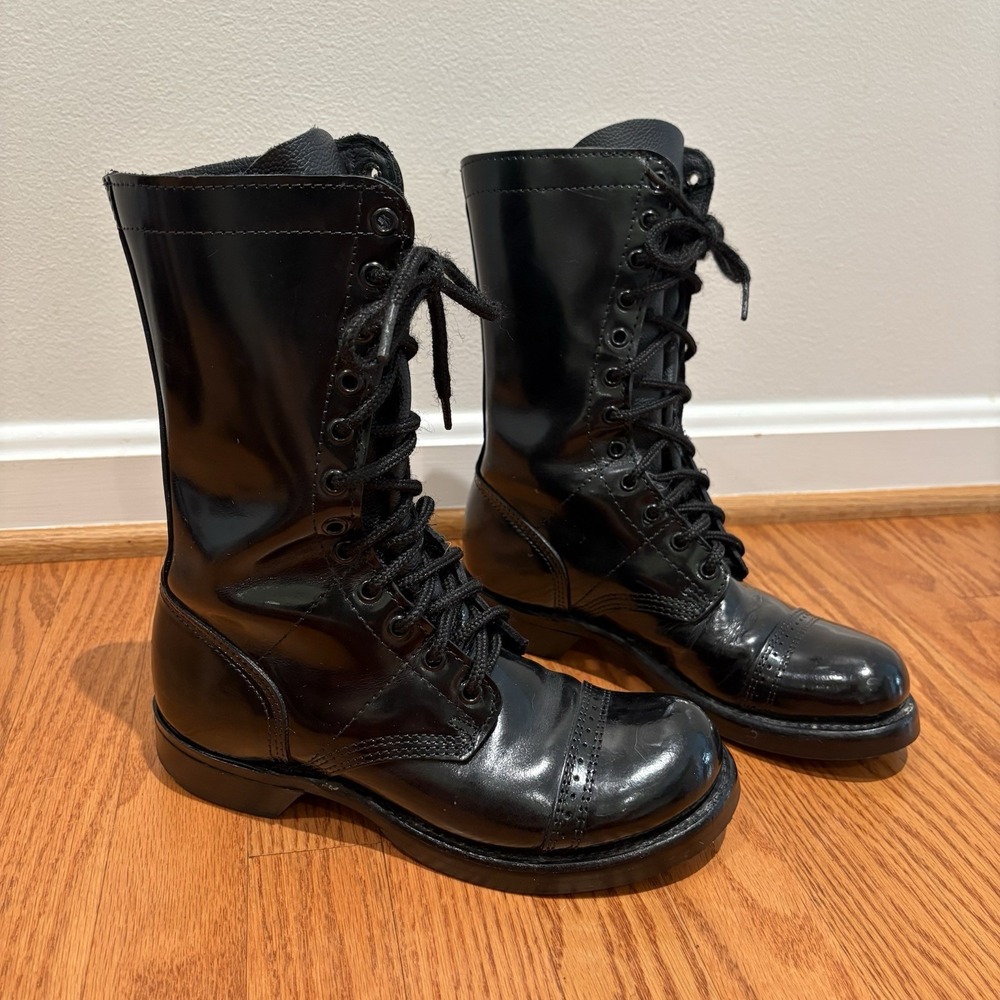 Corcoran 1515 Military Jump Boots 10" Women 7.5 M Black Leather Cap Toe Punk Go